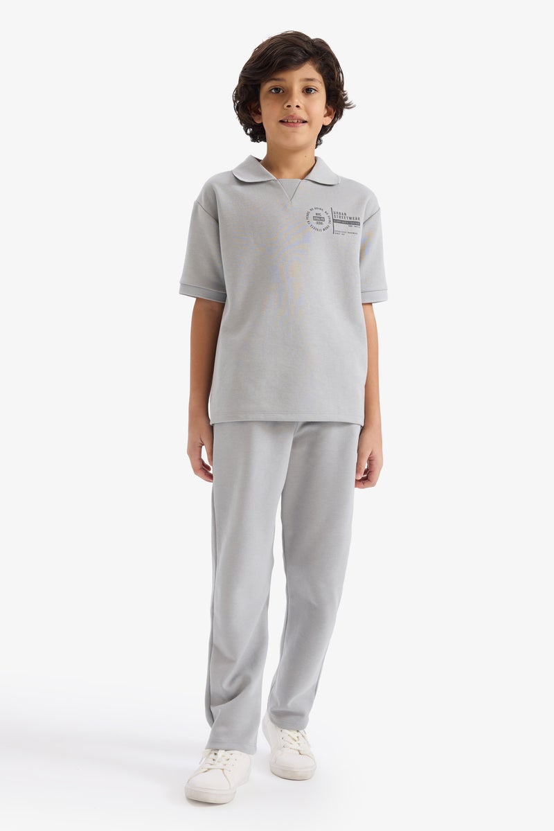 DeFacto Grey Boy Boy Polo T-shirt Pants 2 Piece Set Casual - Image 1